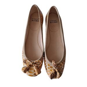 Stuart Weitzman Snake Embossed Patent Leather Ballet Shoes Yellow Women's Size 6